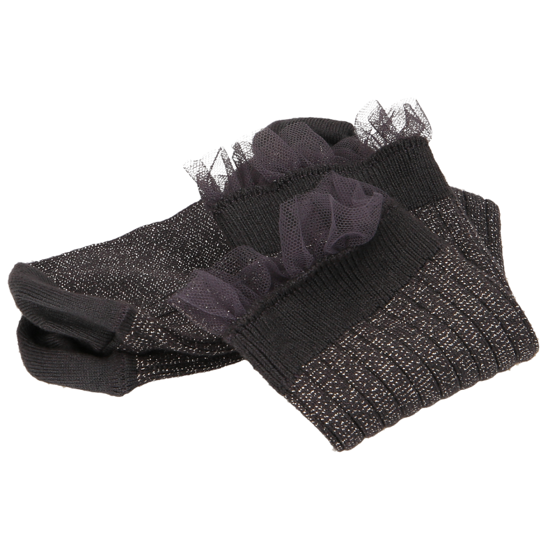 Alizée -Glitzernde gerippten Socken mit Tüll - Grau