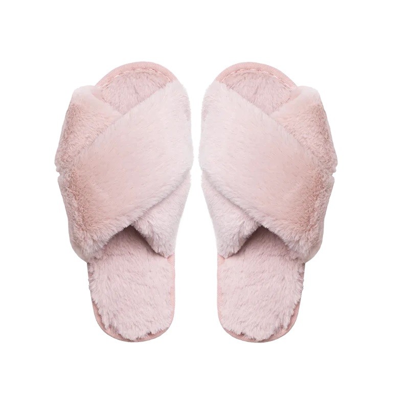 Lou Faux Fur Slippers - Light Pink