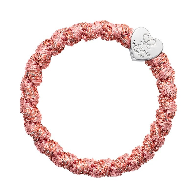 Haarband Woven Silver Heart - Flamingo Pink