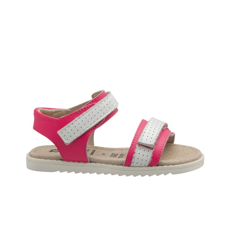 Sandale "STRAPPING-S" - Neonpink / Weiß